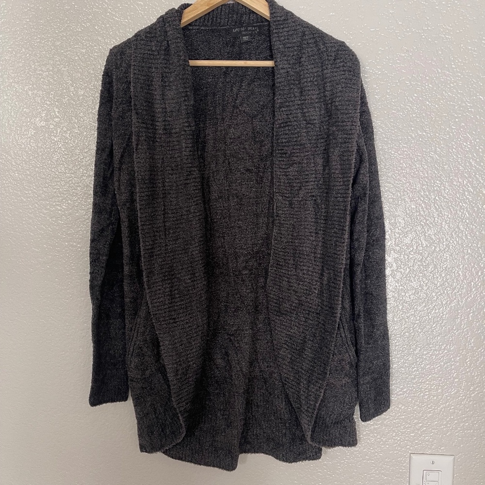 Barefoot Dreams Cozy Chic Lite Open Cardigan Black/Gray Size XSmall/Small